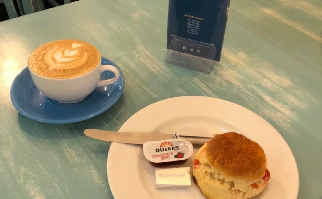 Scone Platter & Latte